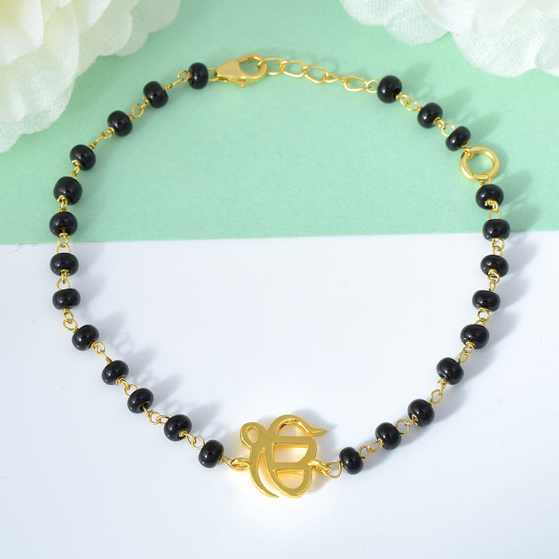 Pure Silver Ek Onkar Black Bead Bracelet – Matree by Neha Wahi