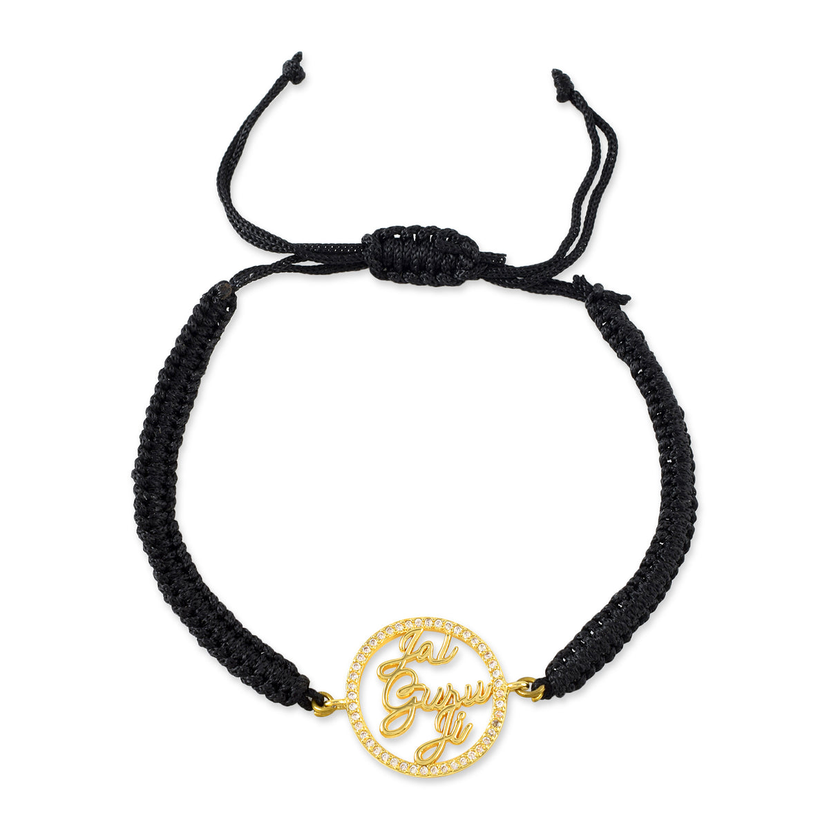 Men's Jai Guruji Swarovaski Black Rope Bracelet