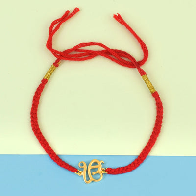 Men's Pure Silver Ek Onkar Red Thread Bracelet