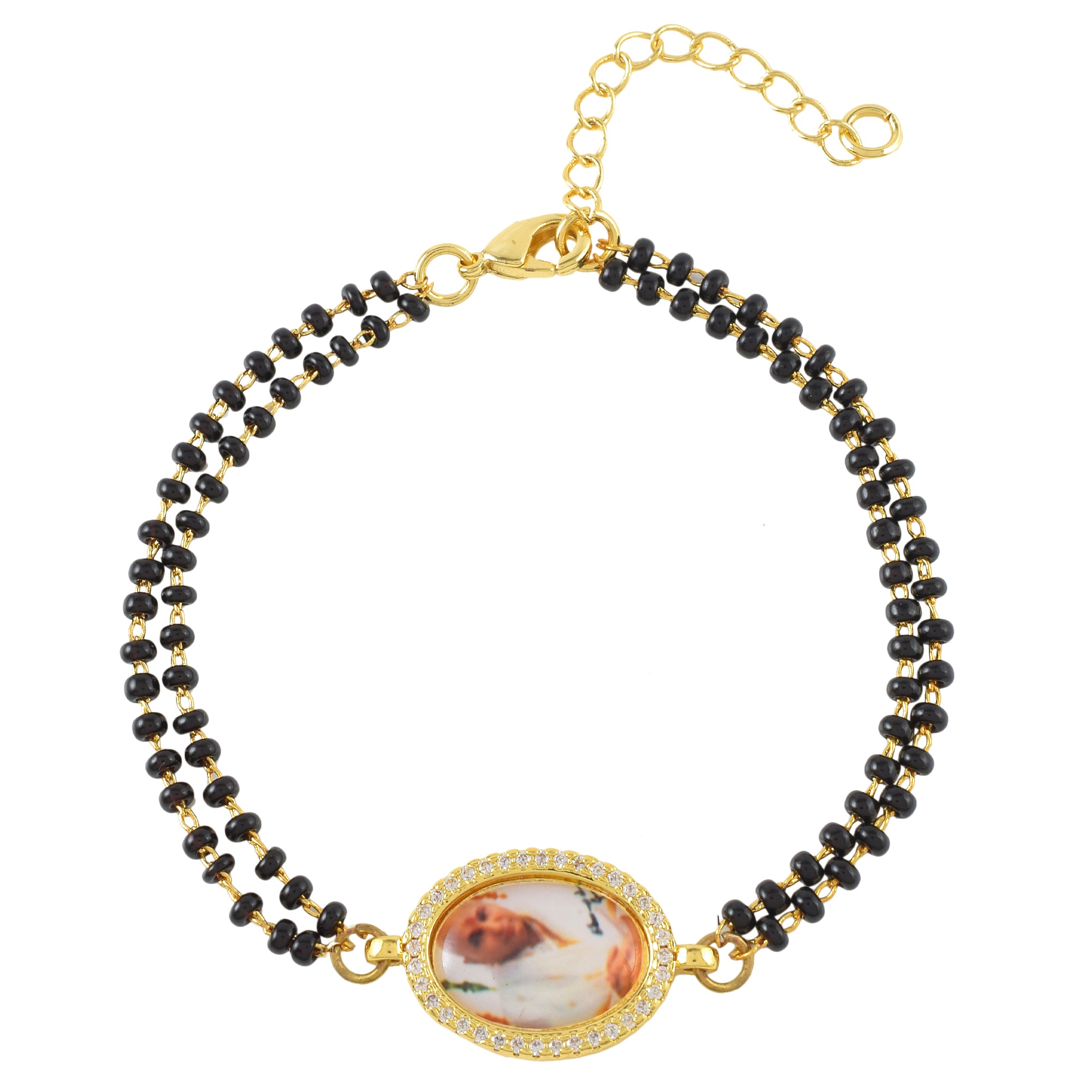 Jai Guruji Swaroop Black Bead Bracelet- option 1 – Matree by Neha Wahi