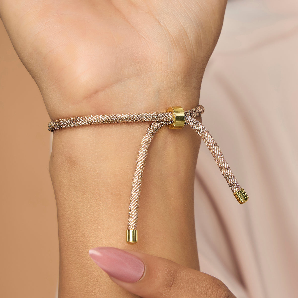 Oversized Guruji Swaroop Rose Zari Rope Bracelet- Pink