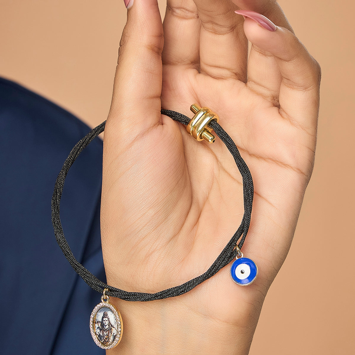 Shiva Evil Eye Hanging Black Rope Bracelet