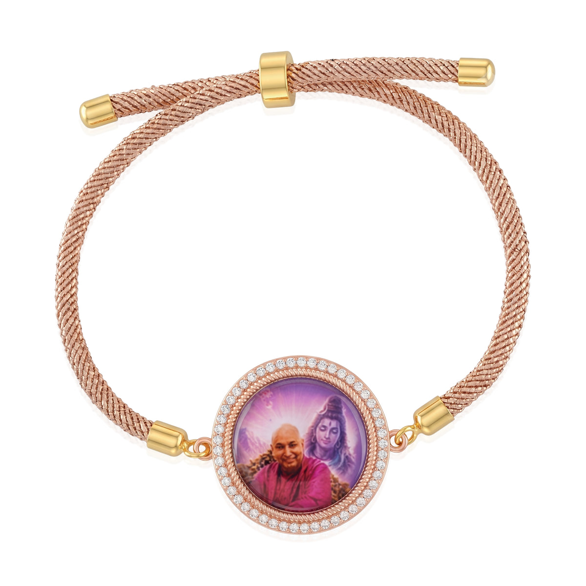 Oversized Guruji Swaroop Rose Zari Rope Bracelet- Pink