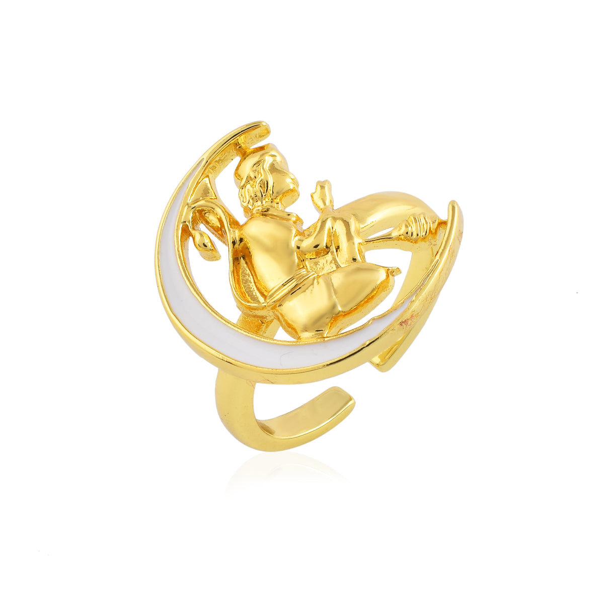 Hanuman Moon Enamel Ring
