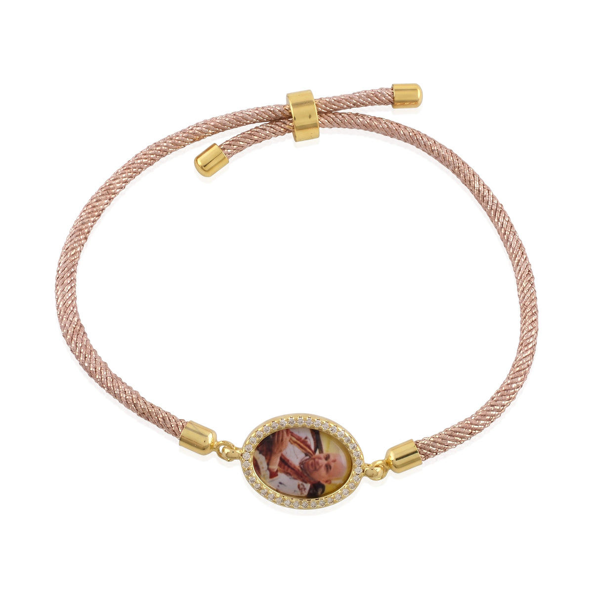 Men’s Guruji Swaroop Zari Thread Bracelet- Rose