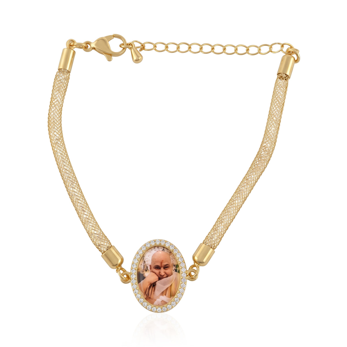 Guruji Swaroop Diamond Filled Rope Bracelet- Gold