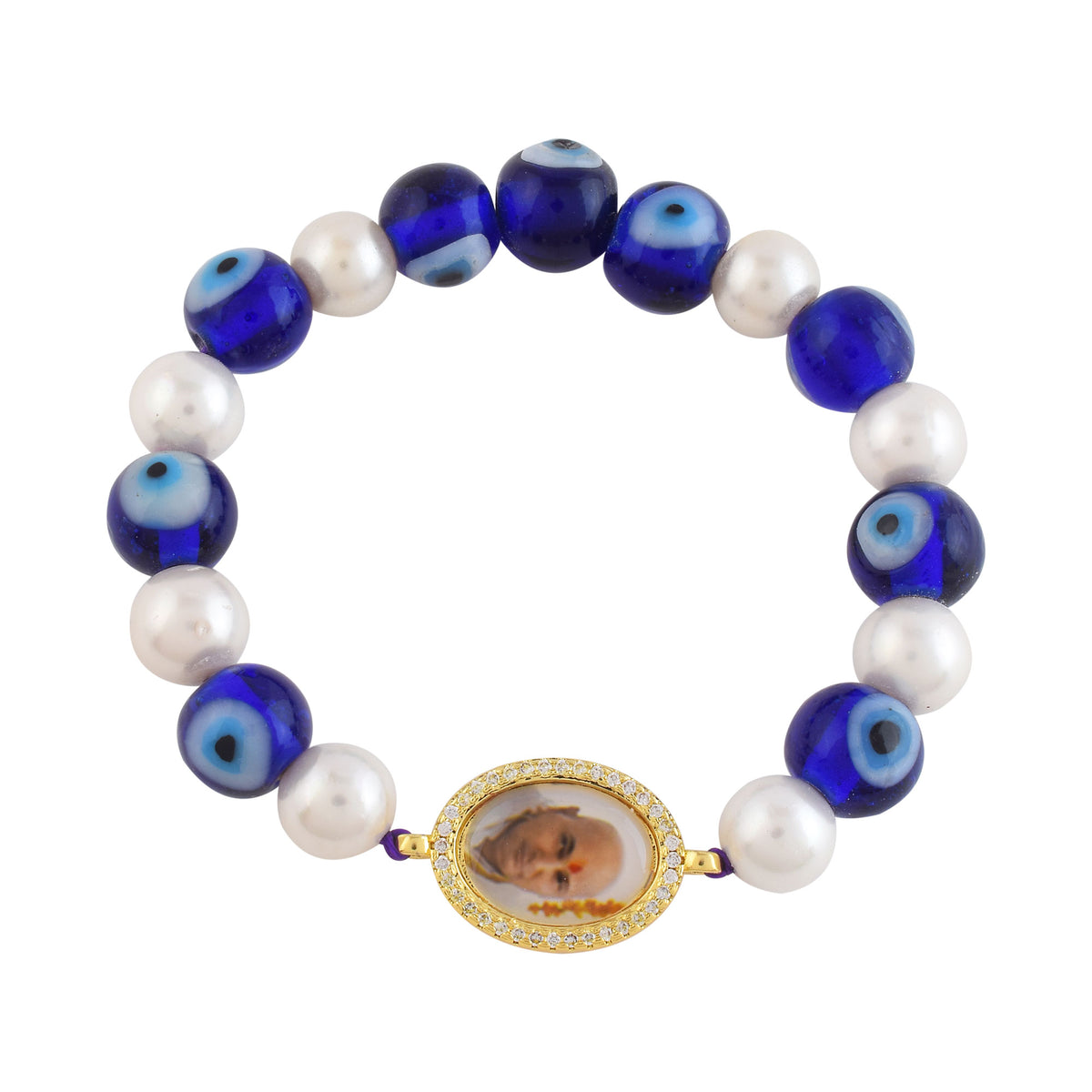Pearl evil eye Guruji swaroop bead bracelet