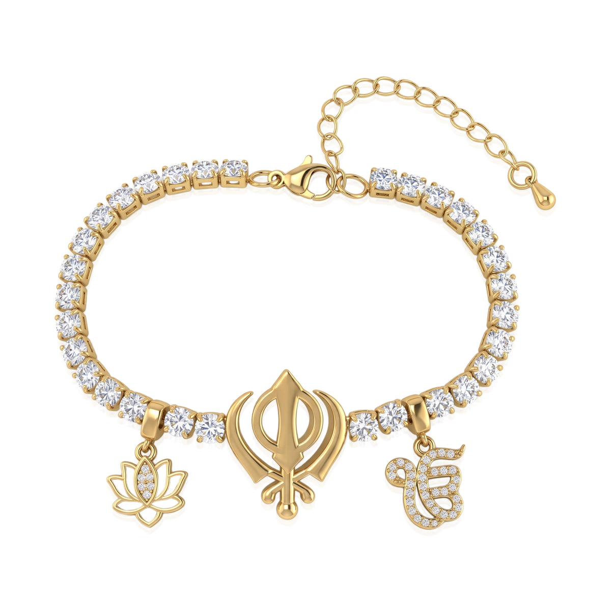 Khanda Ek Onkar Swarovski Tennis Bracelet