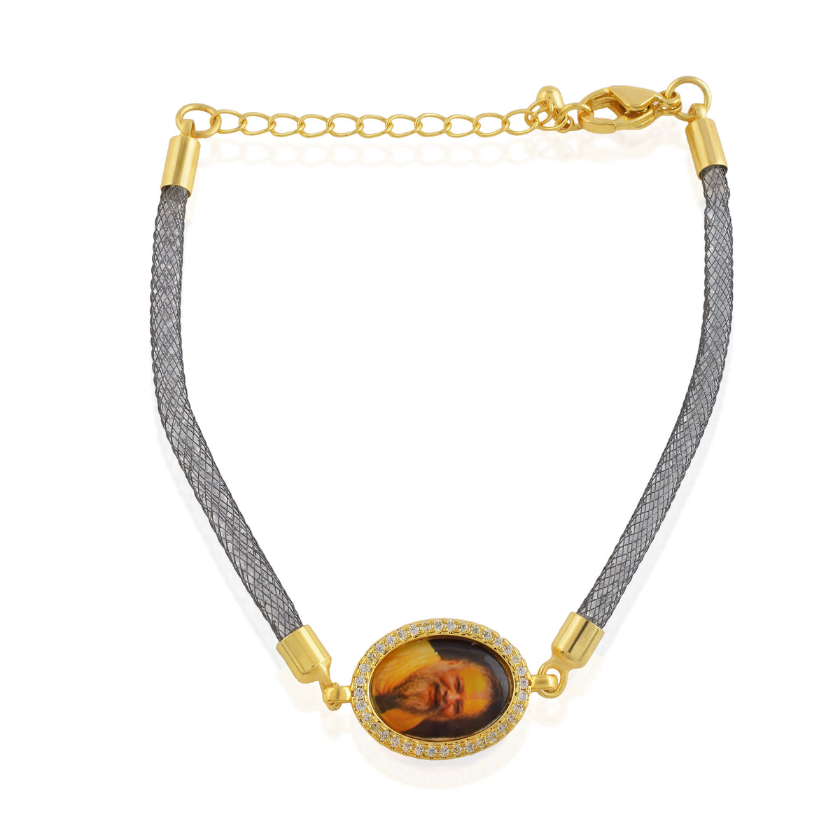 Premanand Maharaj Diamond Filled Rope Bracelet- Grey