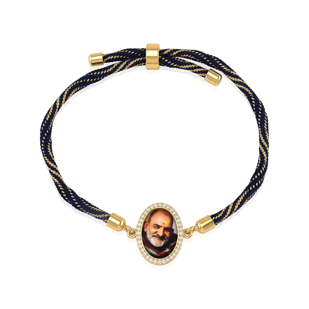 Neem Karoli Baba Blue and Gold Zari Thread Rope Bracelet