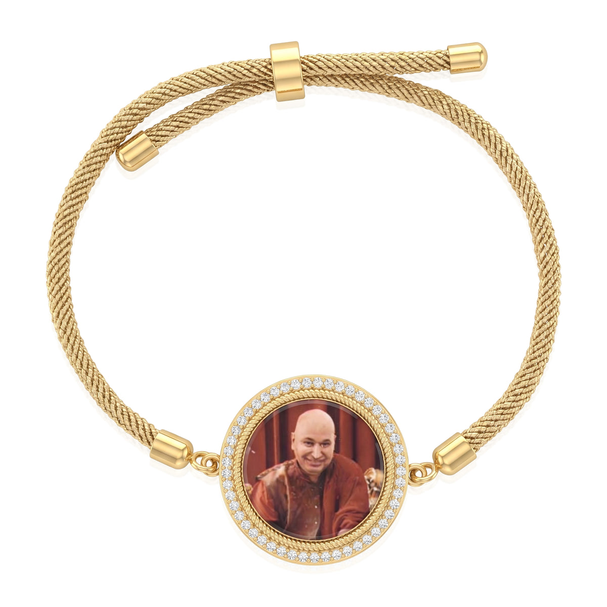 Oversized Guruji Swaroop Gold Zari Rope Bracelet- Red