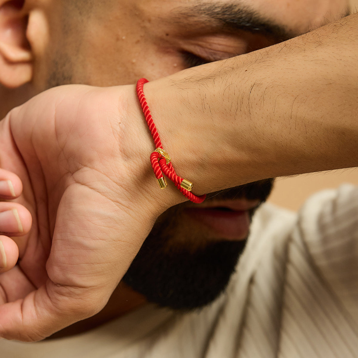 Men's Ganesha Swarovski Red Rope Bracelet