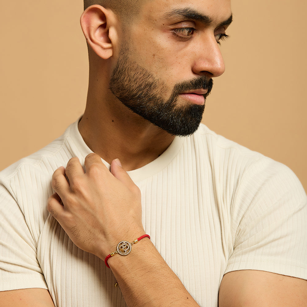 Men's OM Swarovski Red Thread  Bracelet