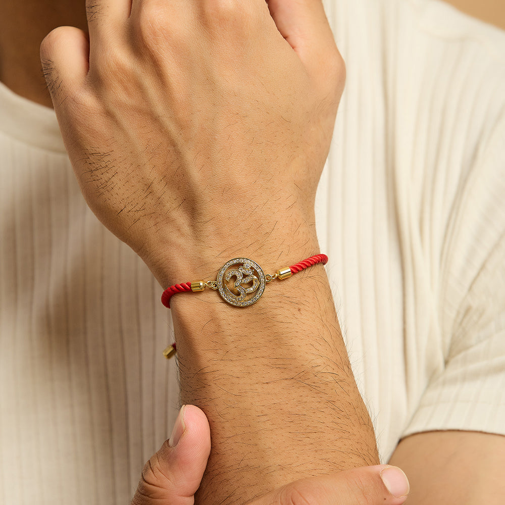 Men's OM Swarovski Red Thread  Bracelet