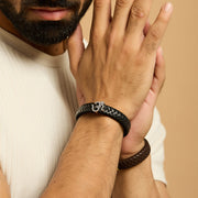 Men's Om Swarovski Leather Bracelet