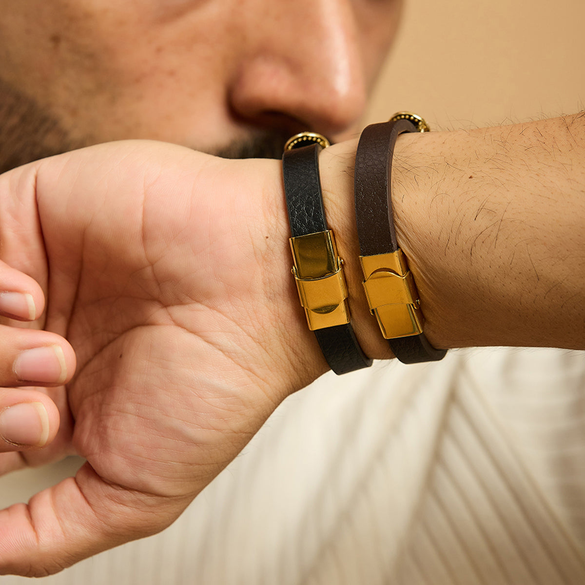 Men's Ek Onkar Evil Eye Leather Bracelet