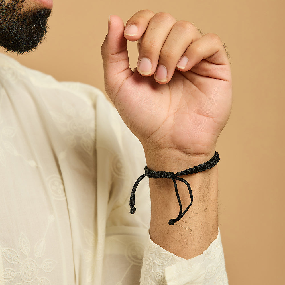 Men's Gold OM Black Thread Bracelet