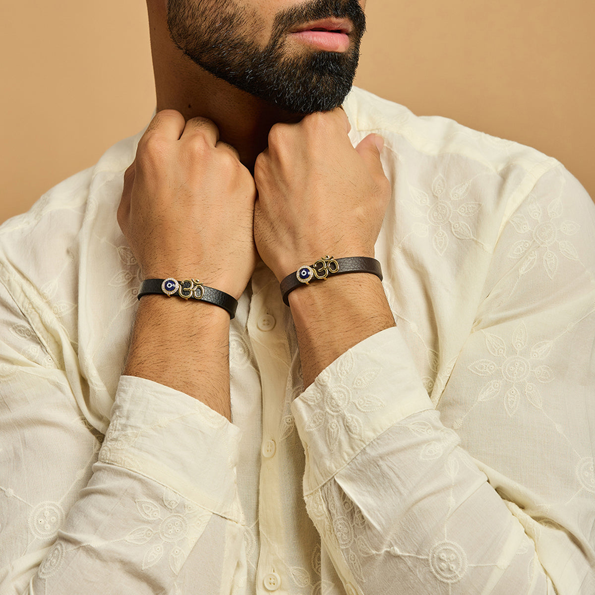 Men's Om Evil Eye Leather Bracelet