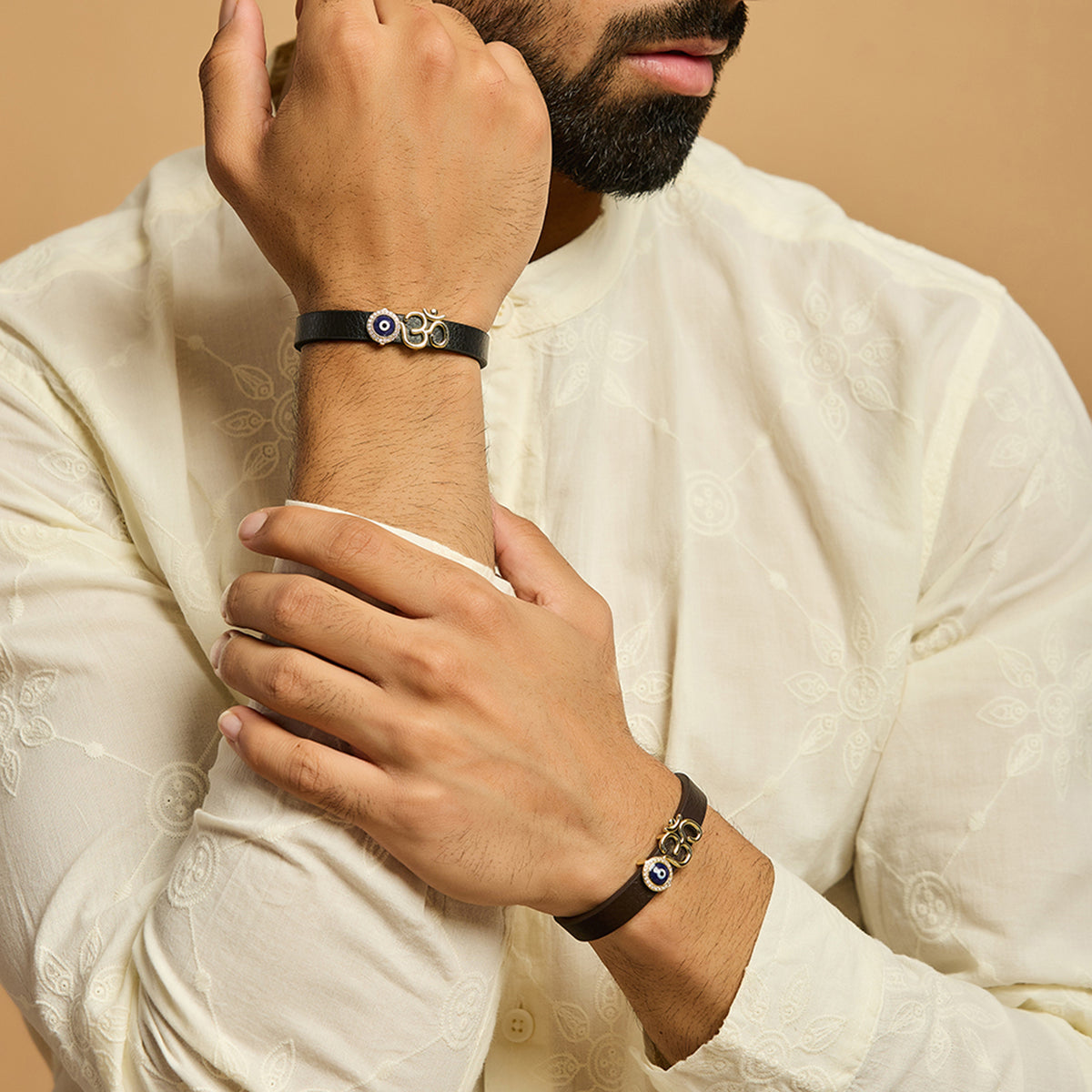 Men's Om Evil Eye Leather Bracelet