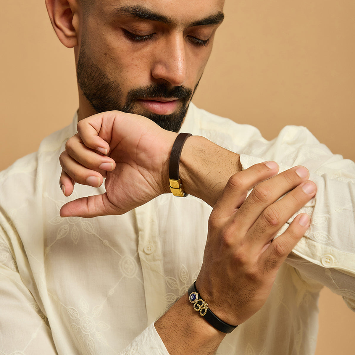 Men's Om Evil Eye Leather Bracelet