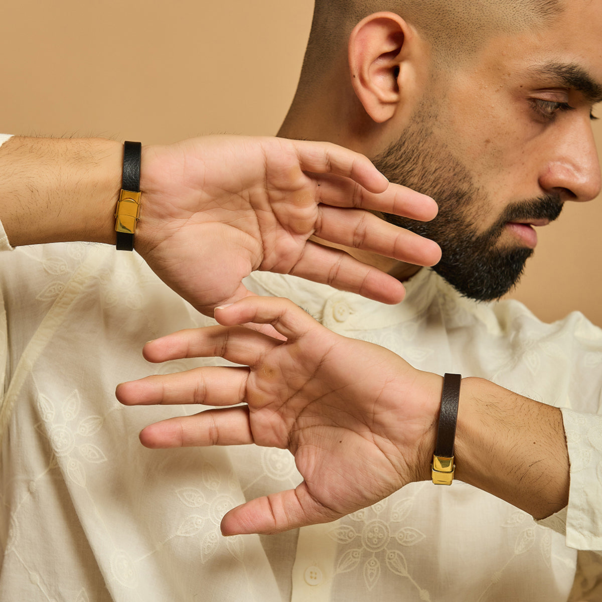 Men's Om Evil Eye Leather Bracelet