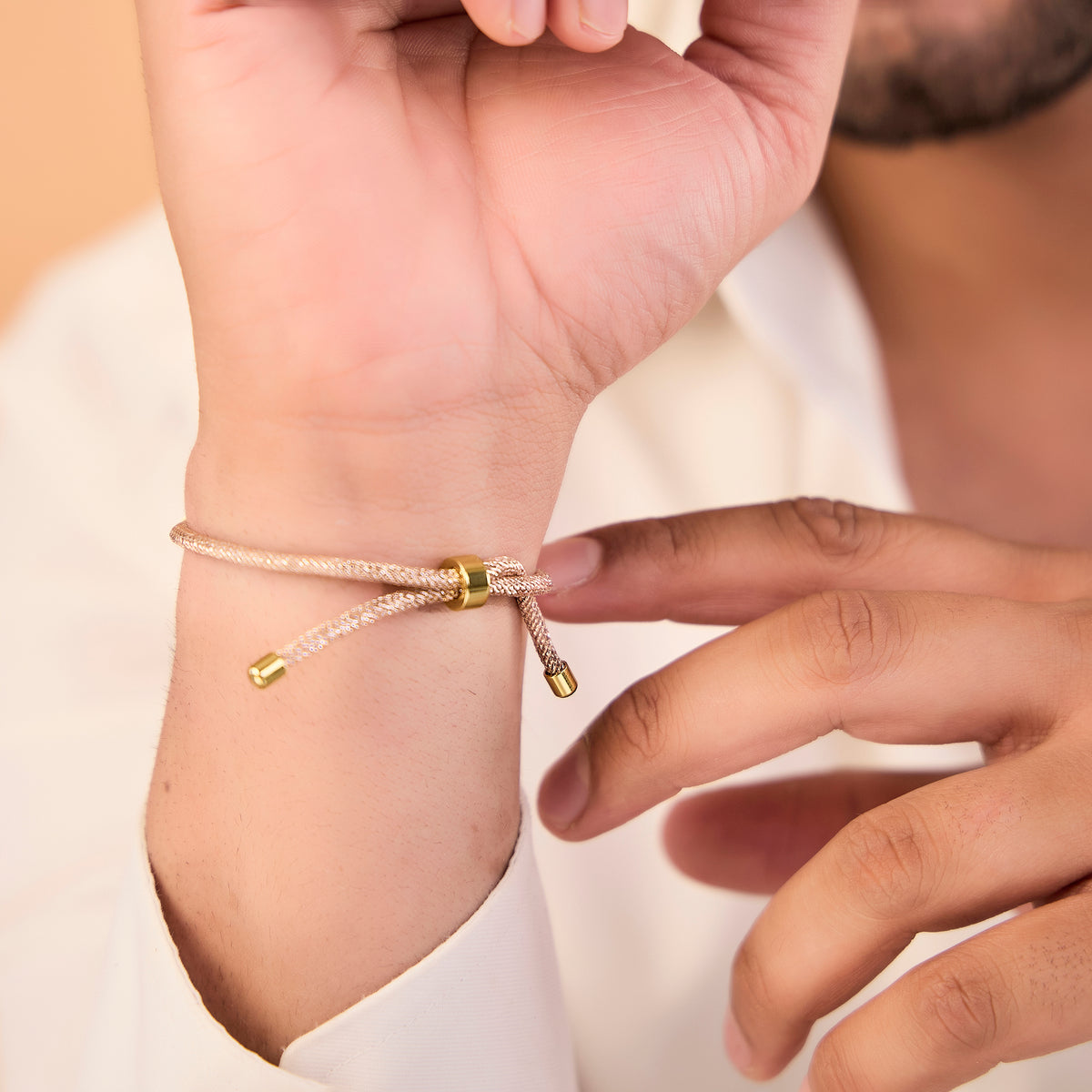 Guruji Swaroop Zari Thread Bracelet- Rose