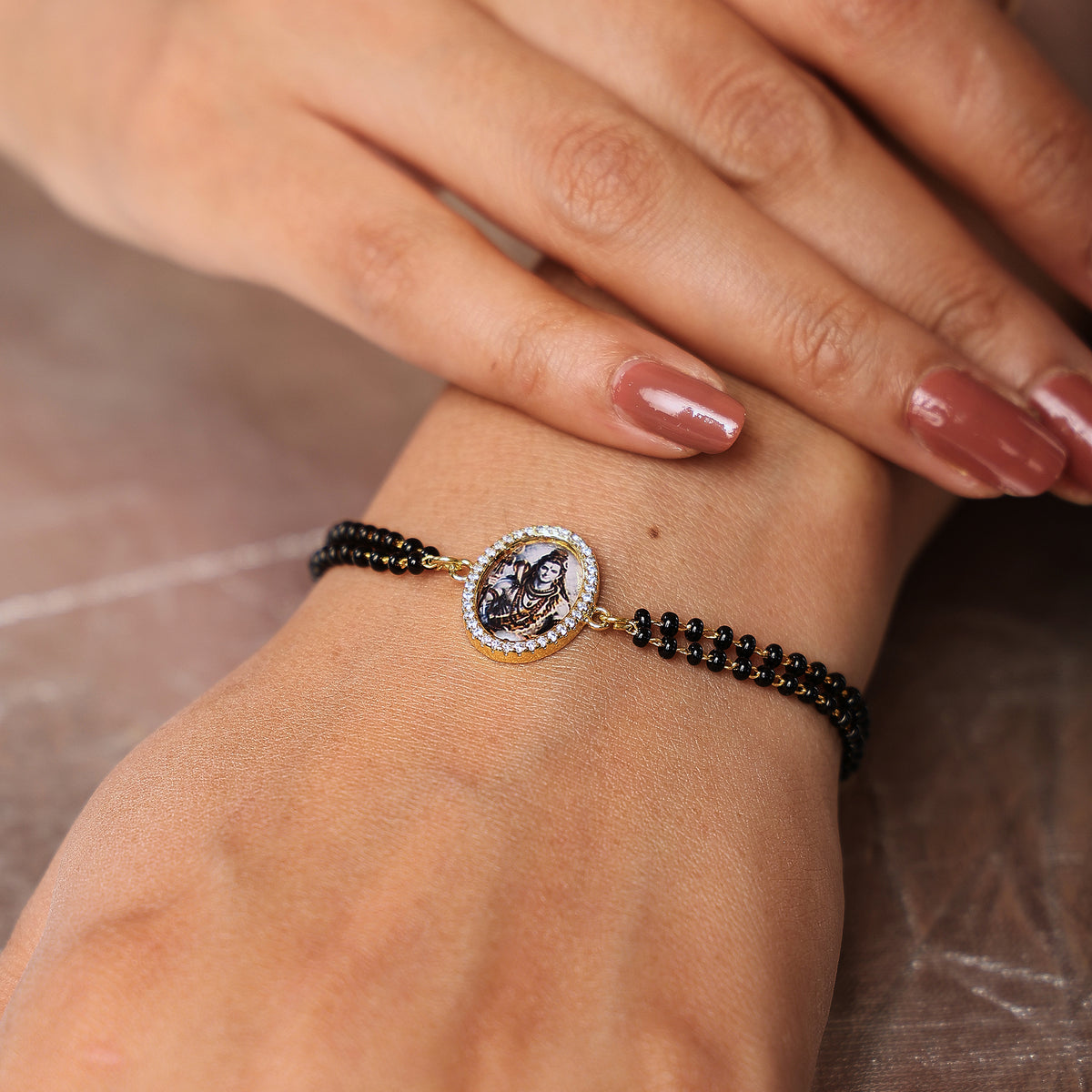 Shiva Black Bead Bracelet