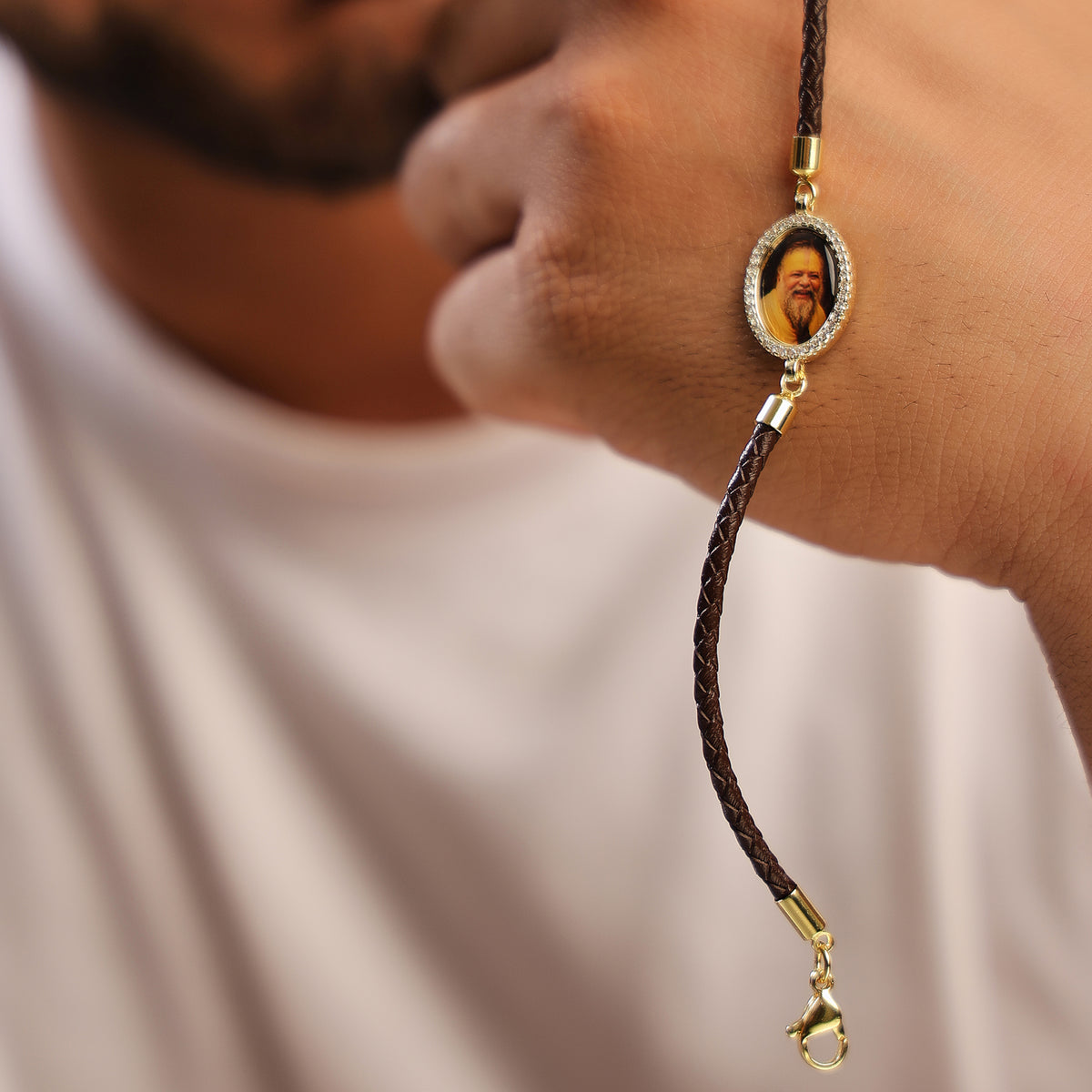 Men's Premanand Maharaj Leather Bracelet