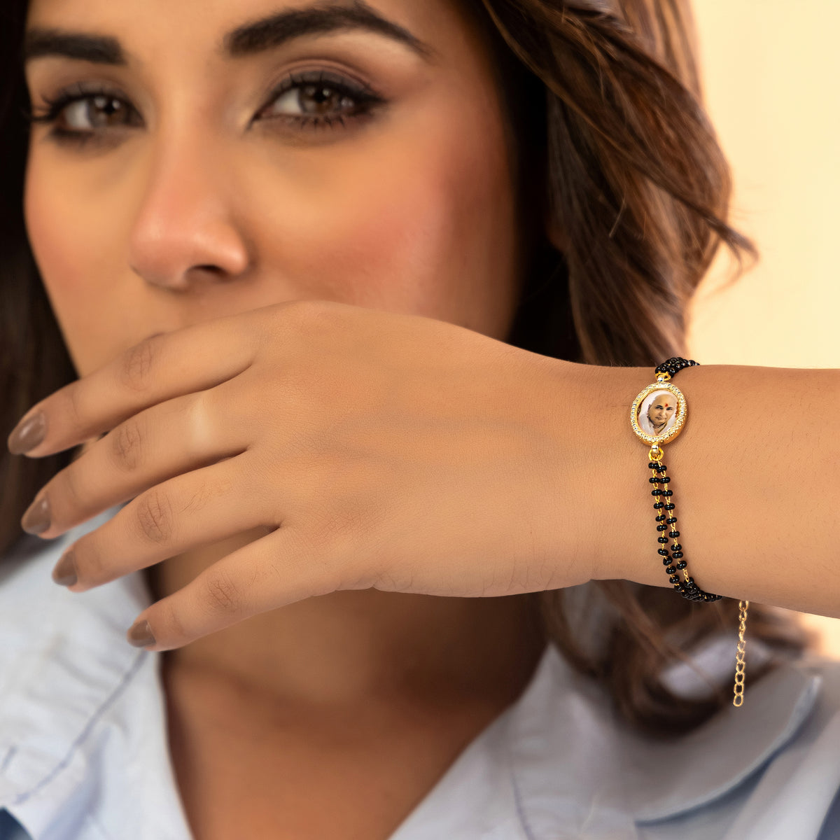 Jai Guruji Black Bead Butterfly Bracelet- option 1