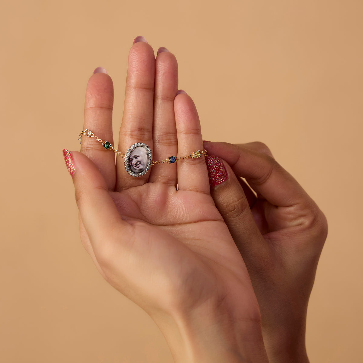 Guruji Swaroop Navratna Stones Om Bracelet