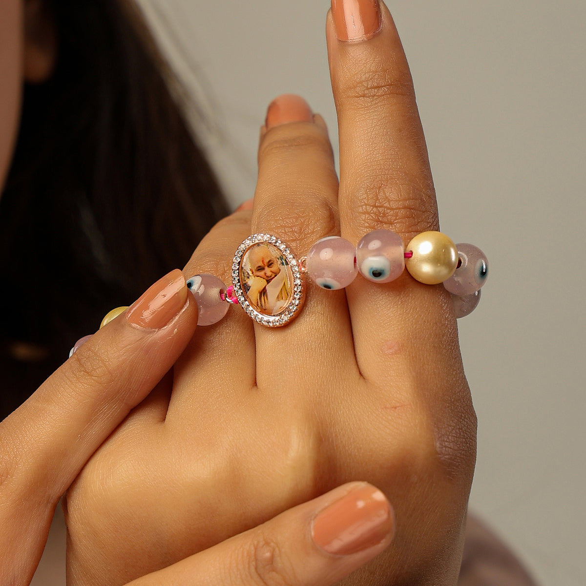 Rose Pearl Guruji Bead Bracelet