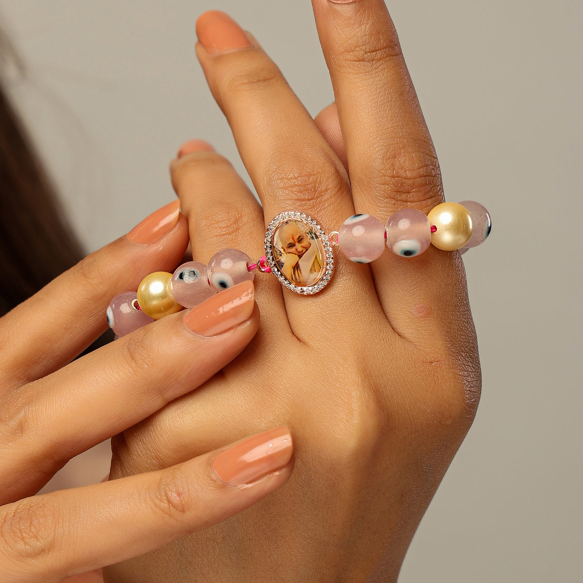 Rose Pearl Guruji Bead Bracelet