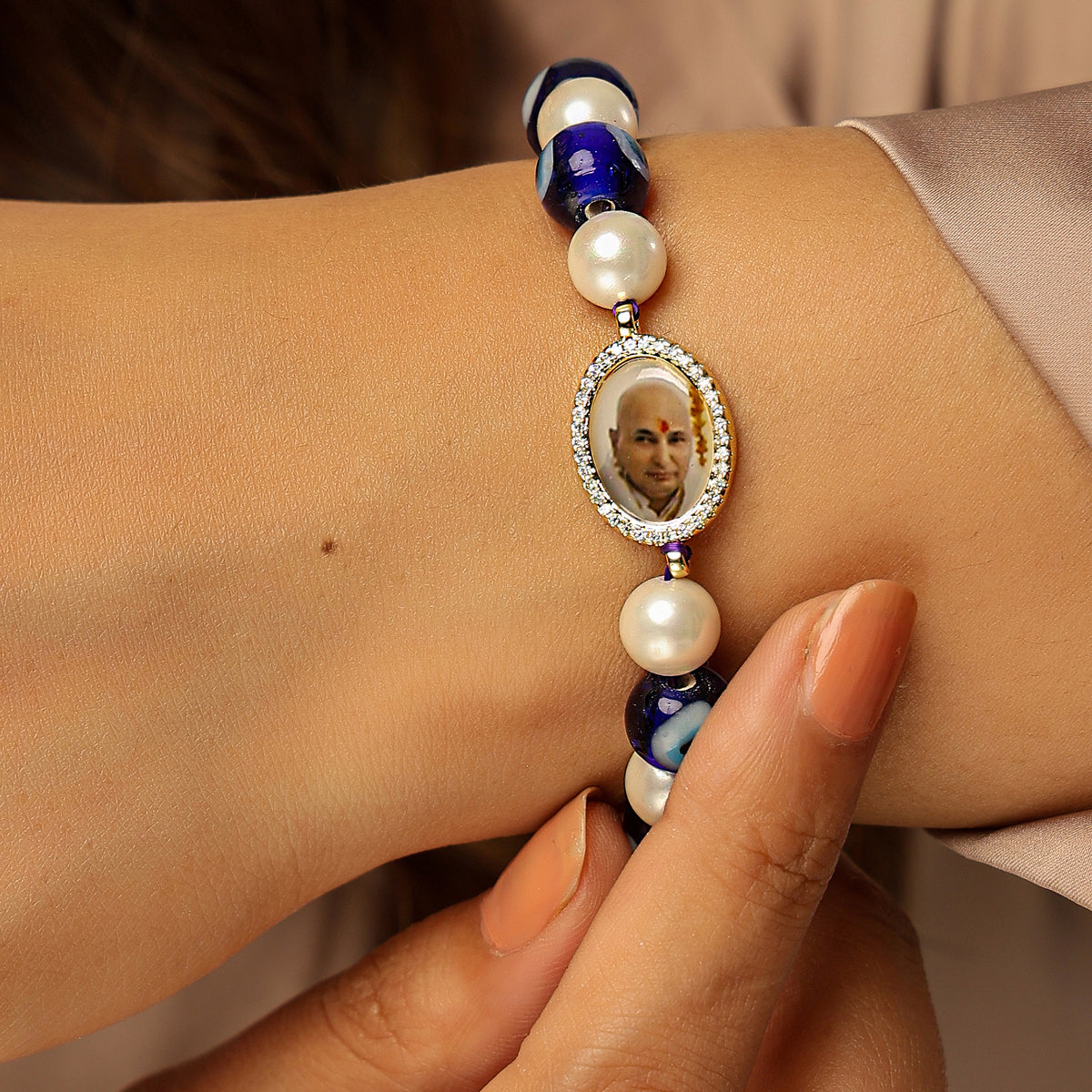 Pearl evil eye Guruji swaroop bead bracelet