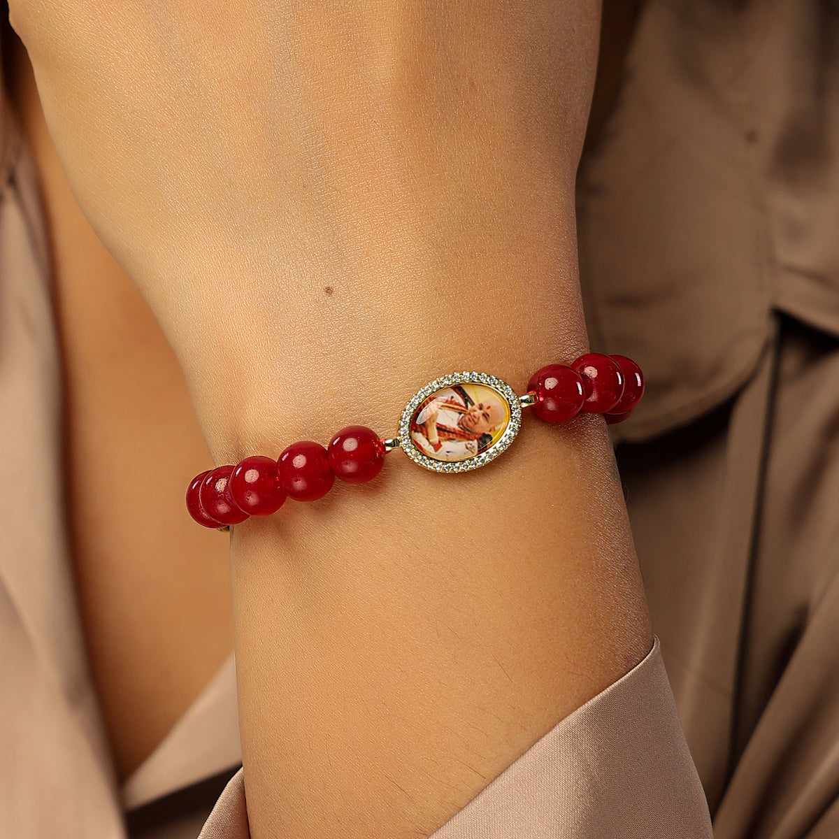Red Onyx Guruji Bead Bracelet