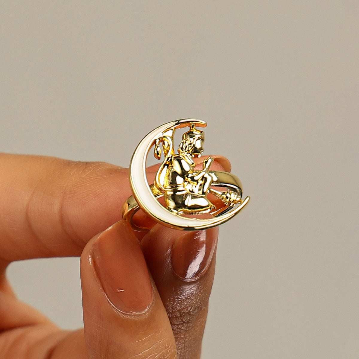 Hanuman Moon Enamel Ring