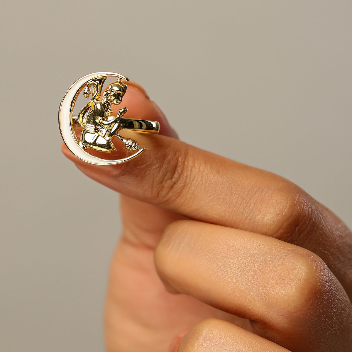 Hanuman Moon Enamel Ring