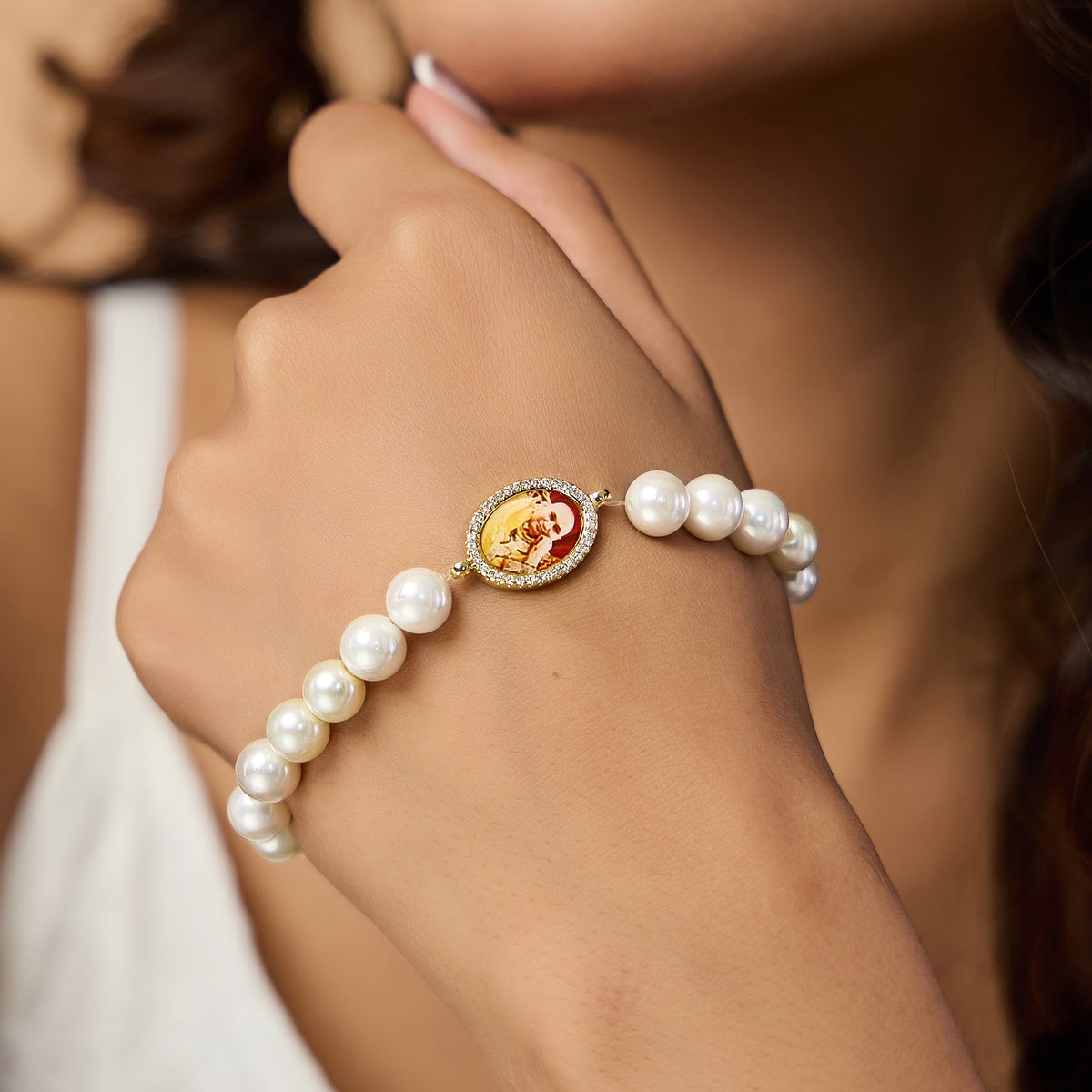 Guruji Swaroop Pearl Bead Bracelet- Yellow