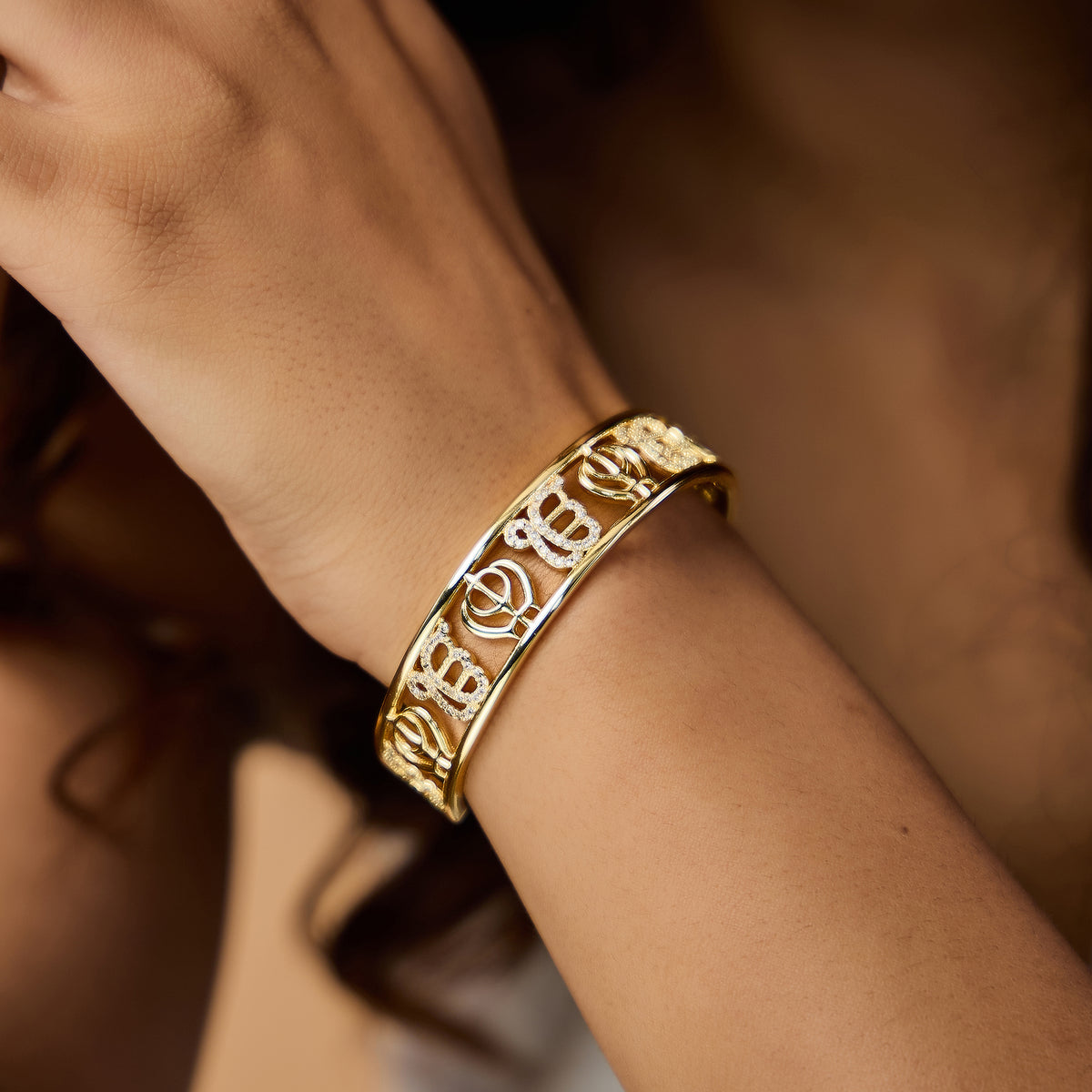 Ek Onkar Khanda Diamond Cuff Bracelet