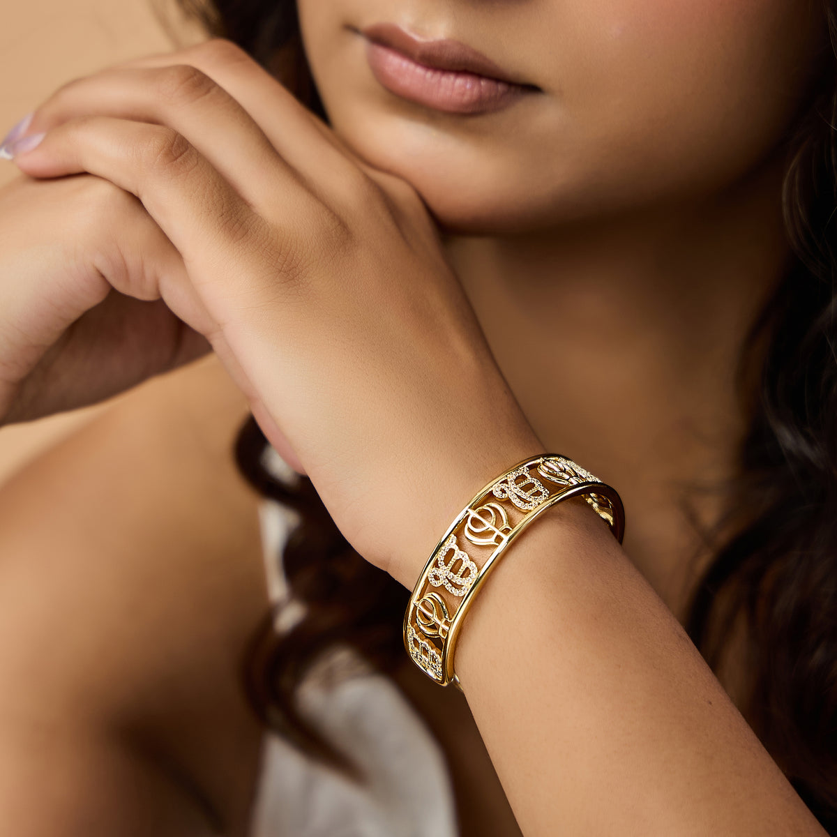 Ek Onkar Khanda Diamond Cuff Bracelet