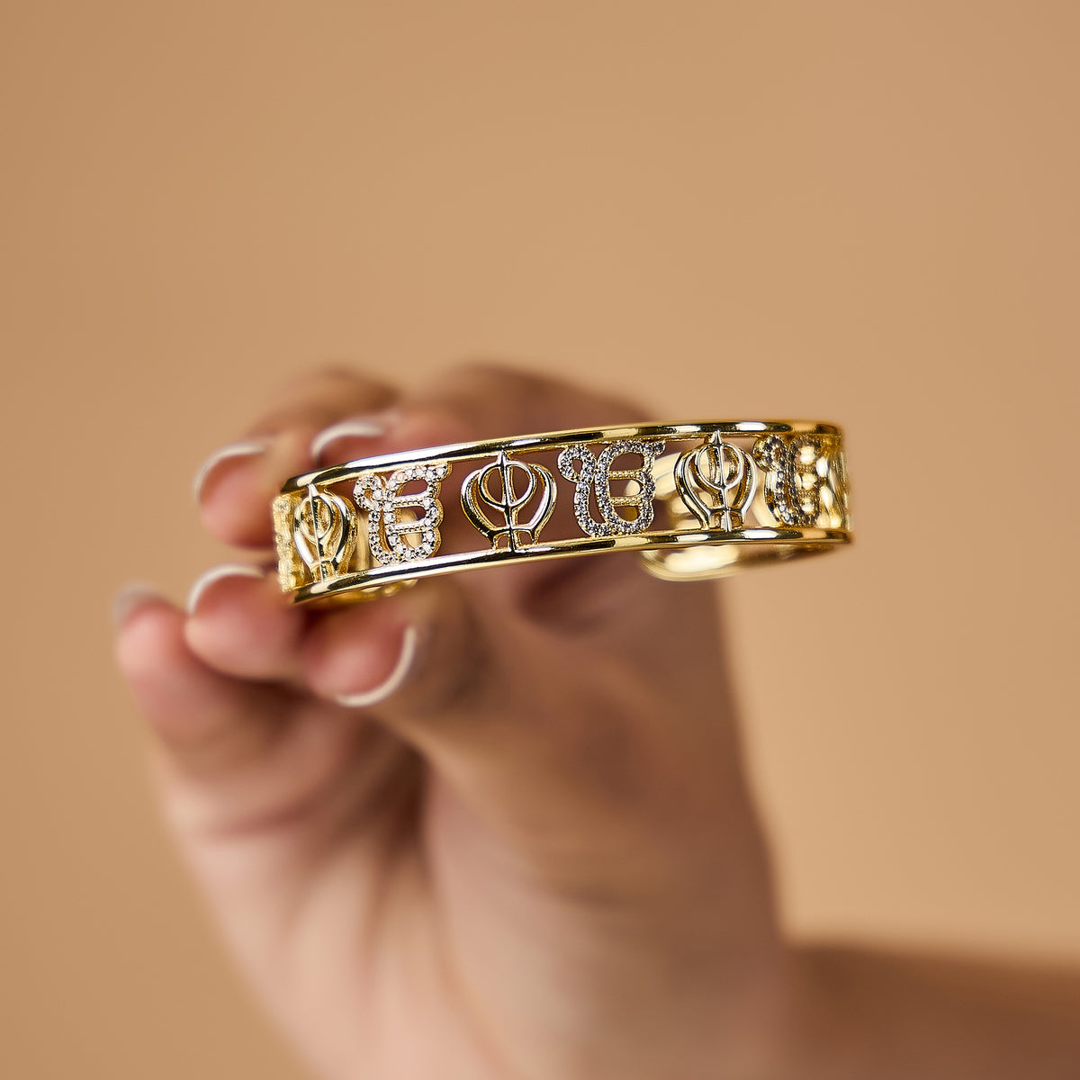 Ek Onkar Khanda Diamond Cuff Bracelet