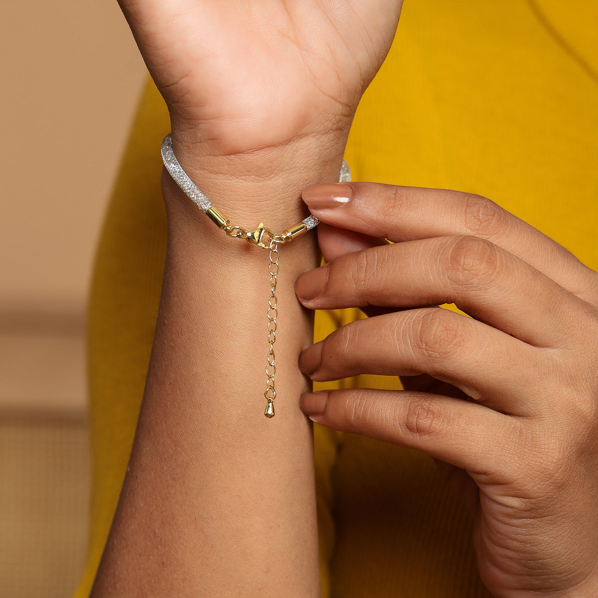 Pure Silver Ek Onkar Diamond Filled Rope Bracelet- Silver