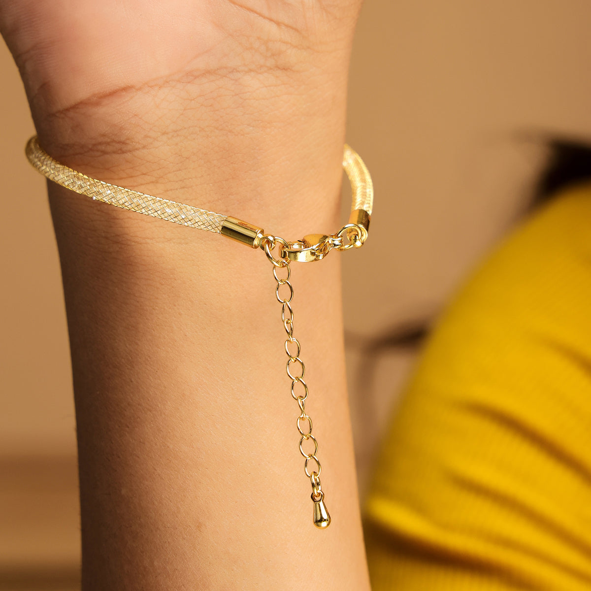 Ek Onkar Diamond Filled Rope Bracelet- Gold