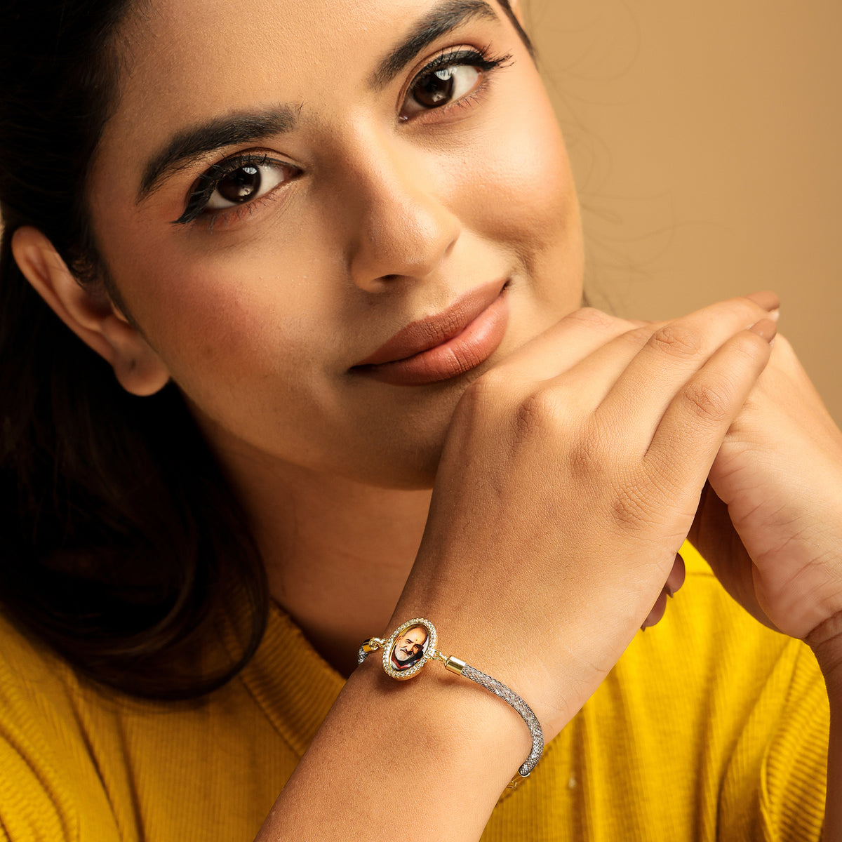 Neem Karoli Baba Diamond Filled Rope Bracelet- Grey