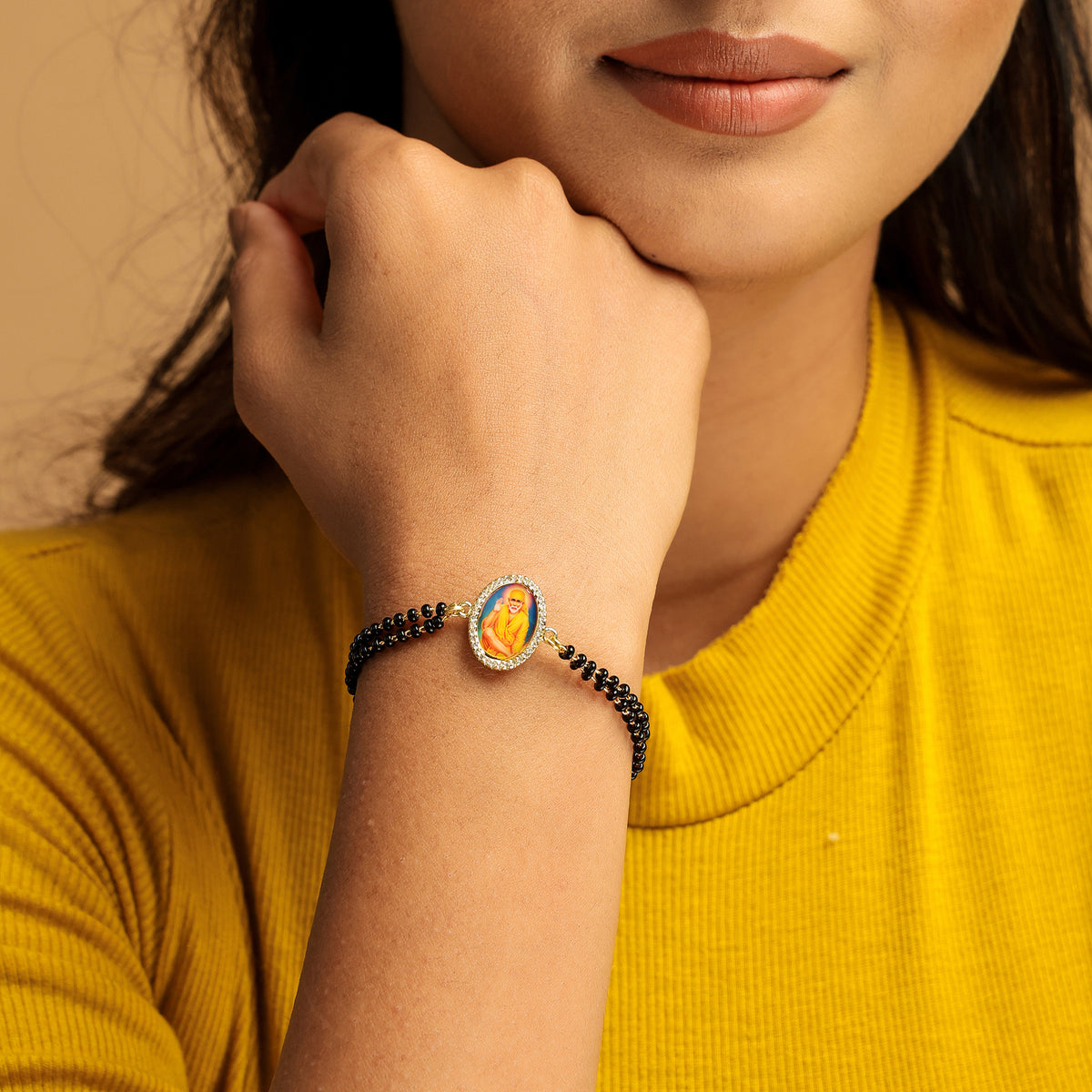 Sai Baba Black Bead Bracelet