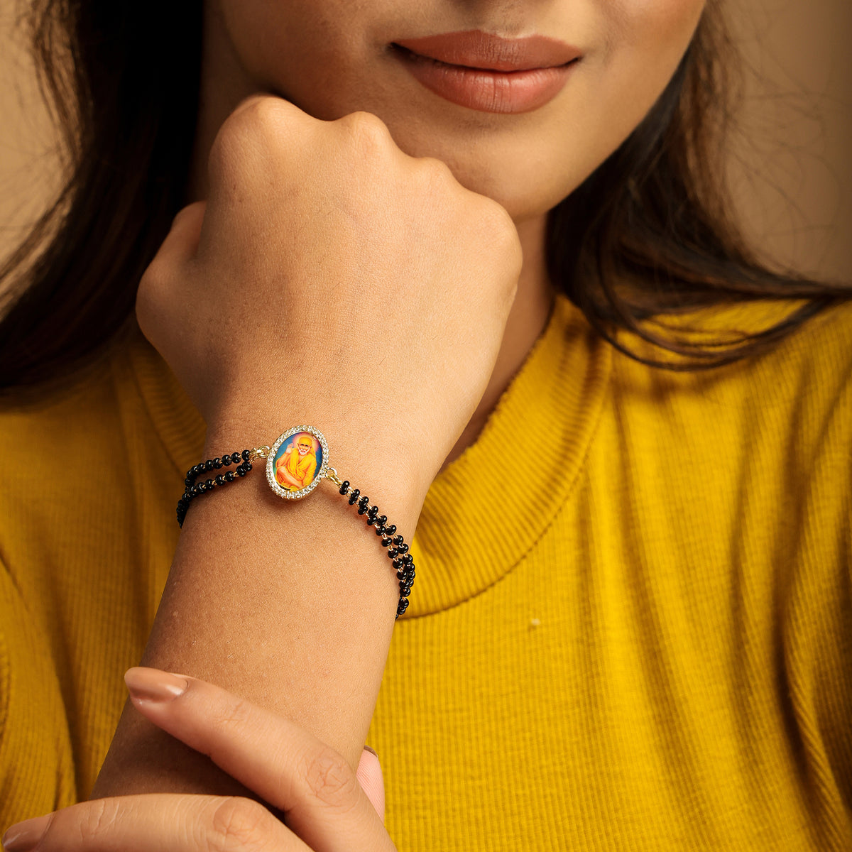 Sai Baba Black Bead Bracelet