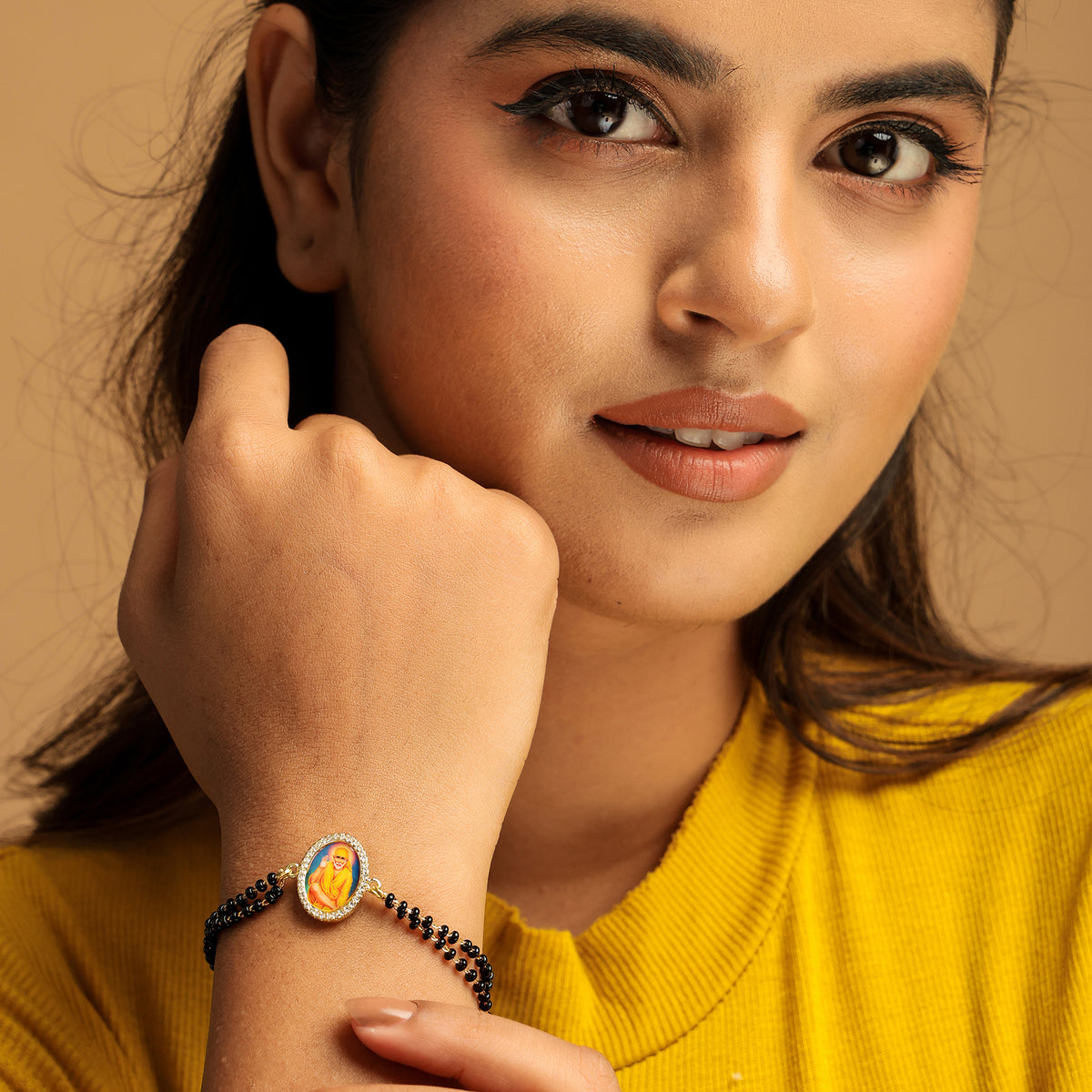 Sai Baba Black Bead Bracelet