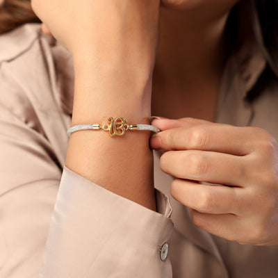 Pure Silver Ek Onkar Diamond Filled Rope Bracelet- Silver                                                                (Please note: this product will be delivered in 2-3 weeks from the time of purchase due to high demand)