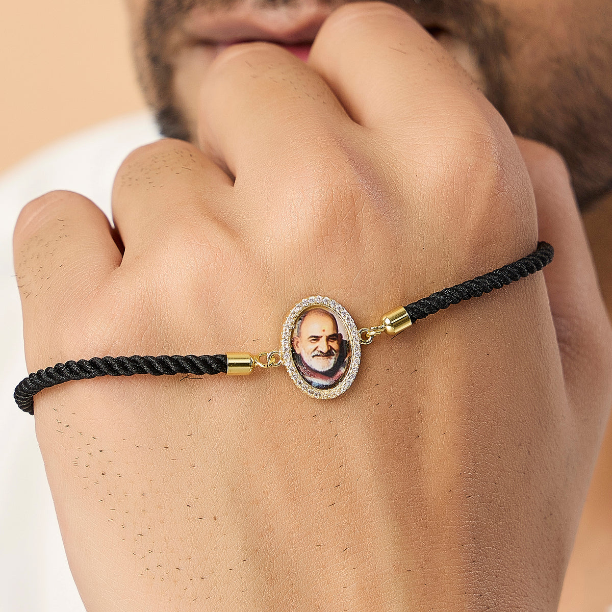 Men's Neem karoli Baba Black Rope Bracelet