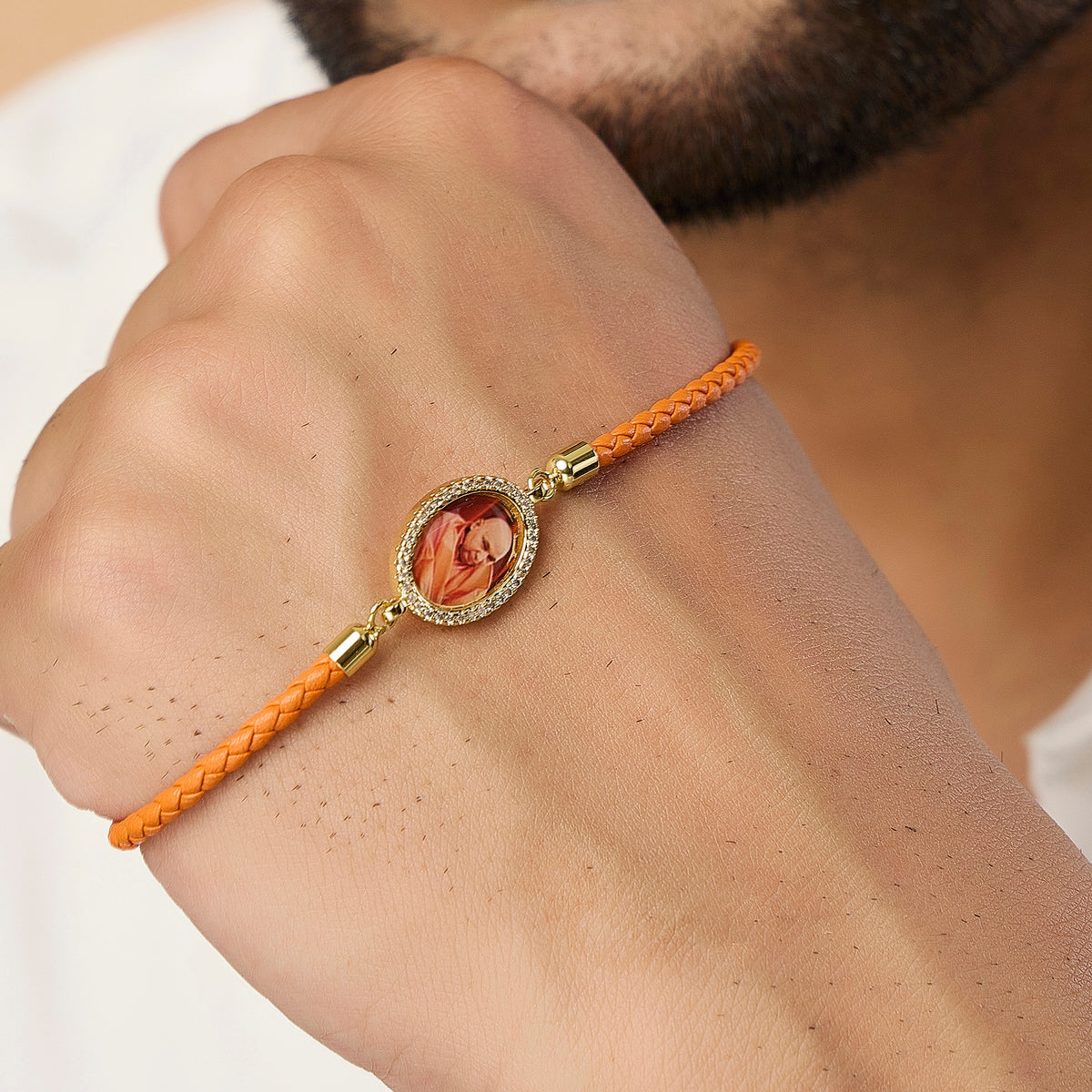 Men's Guruji Swaroop Orange Rope Bracelet- Orange