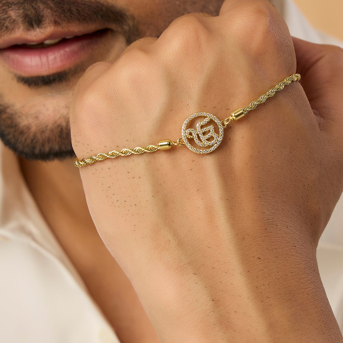 Men's Ek Onkar Gold Twisted Chain Bracelet